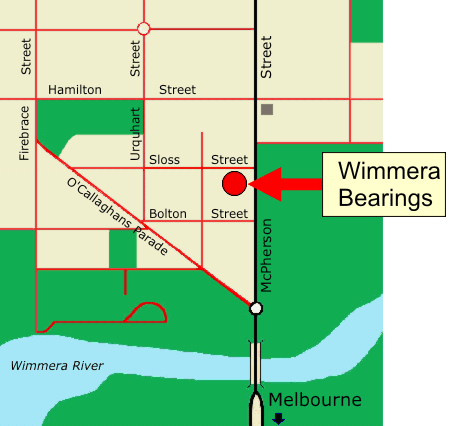 Map of Horsham and location of Wimmera Bearings
